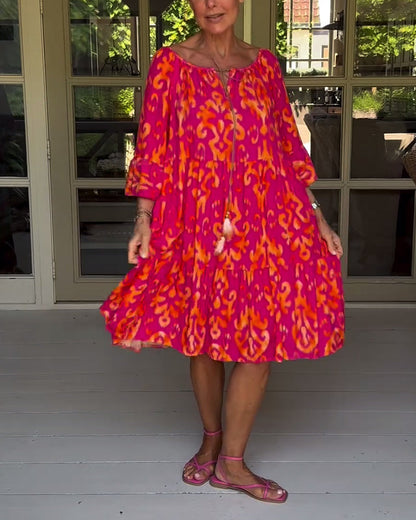 Lockeres Kleid mit Glockenärmeln und Print