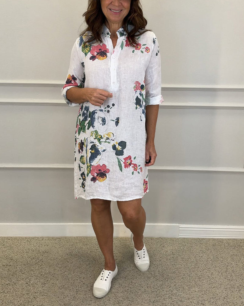 Bedrucktes Hemdkleid mit Stehkragen