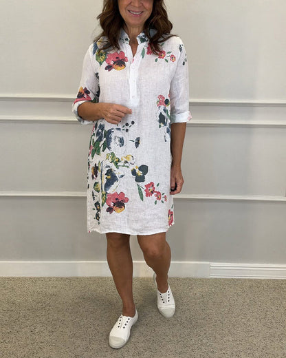 Bedrucktes Hemdkleid mit Stehkragen