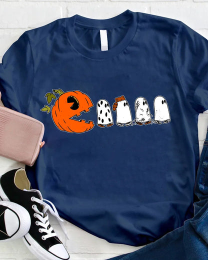 Pumpkin Ghost Pacman T-Shirt halloween summer t-shirts