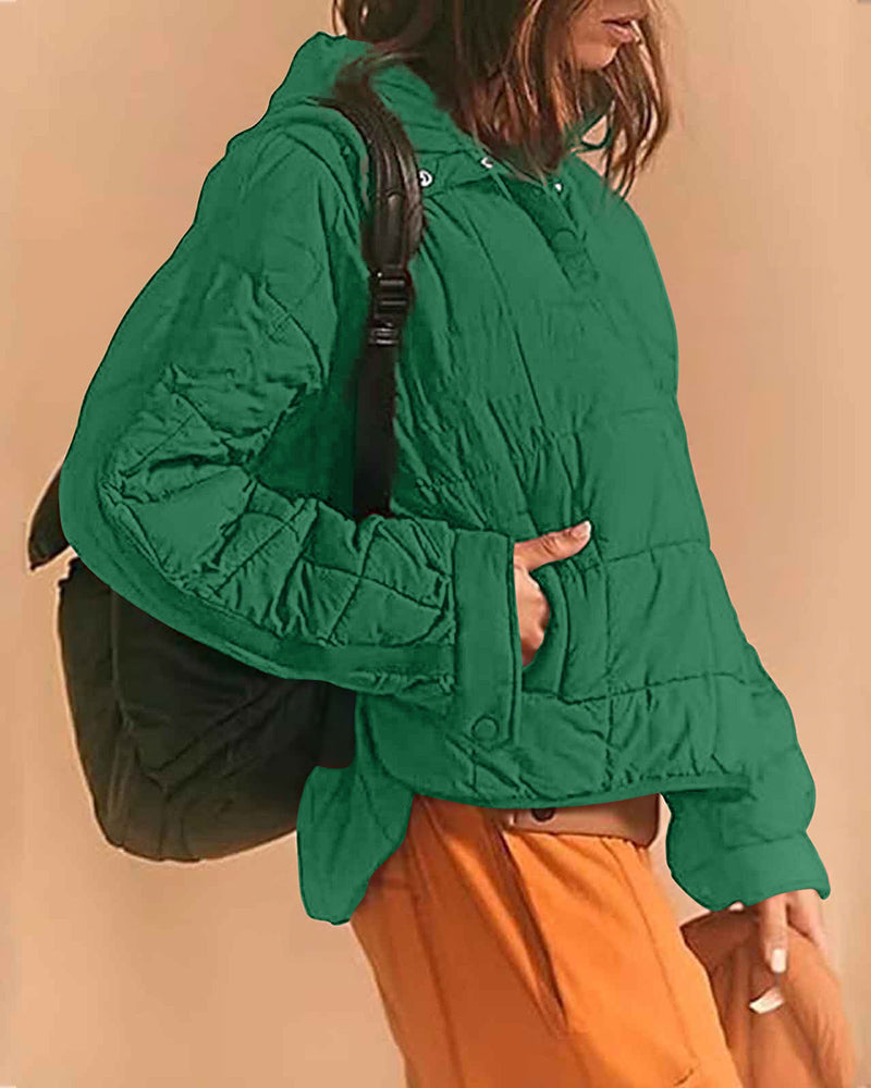 Casual solid color pocket hooded pullover padded jacket 2024 f/w padded jackets