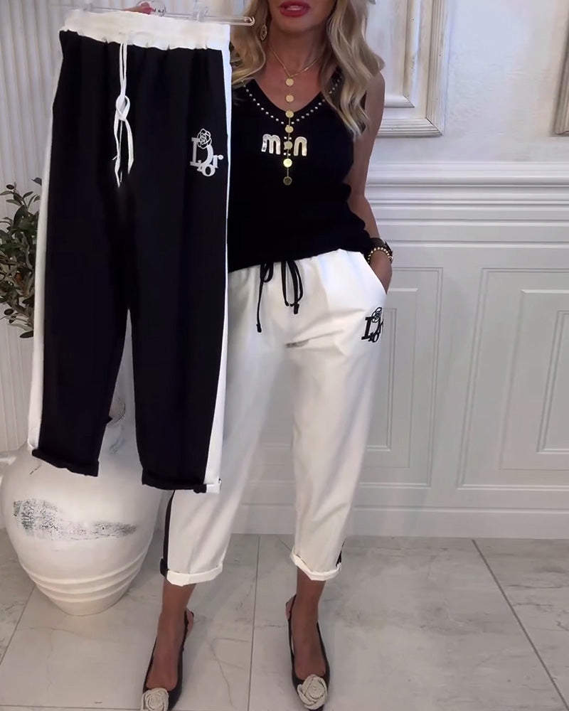 Lässige Slim Fit Hose mit elastischem Kordelzug