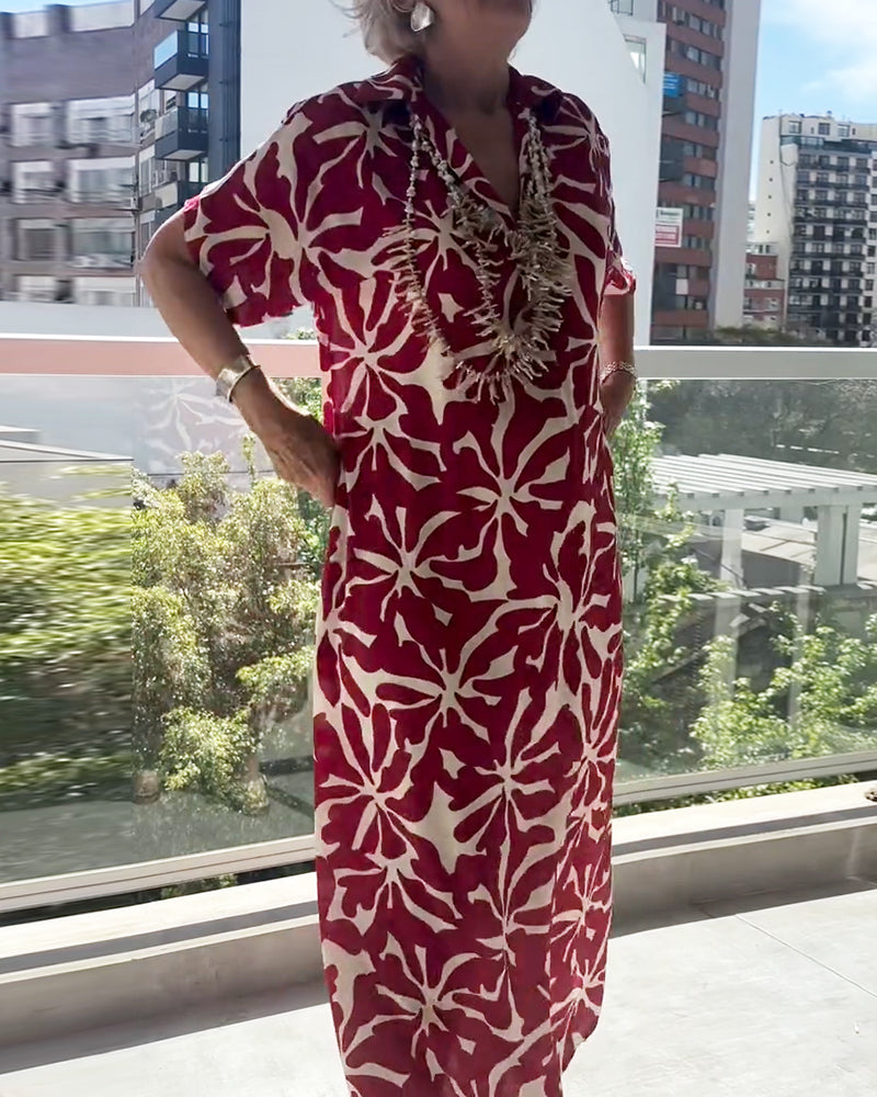 Stylish Short-Sleeved Printed Dress