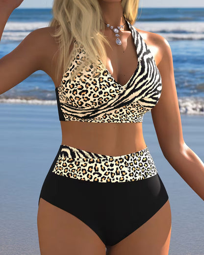 High Waist Leopard Zebra Print Bikini