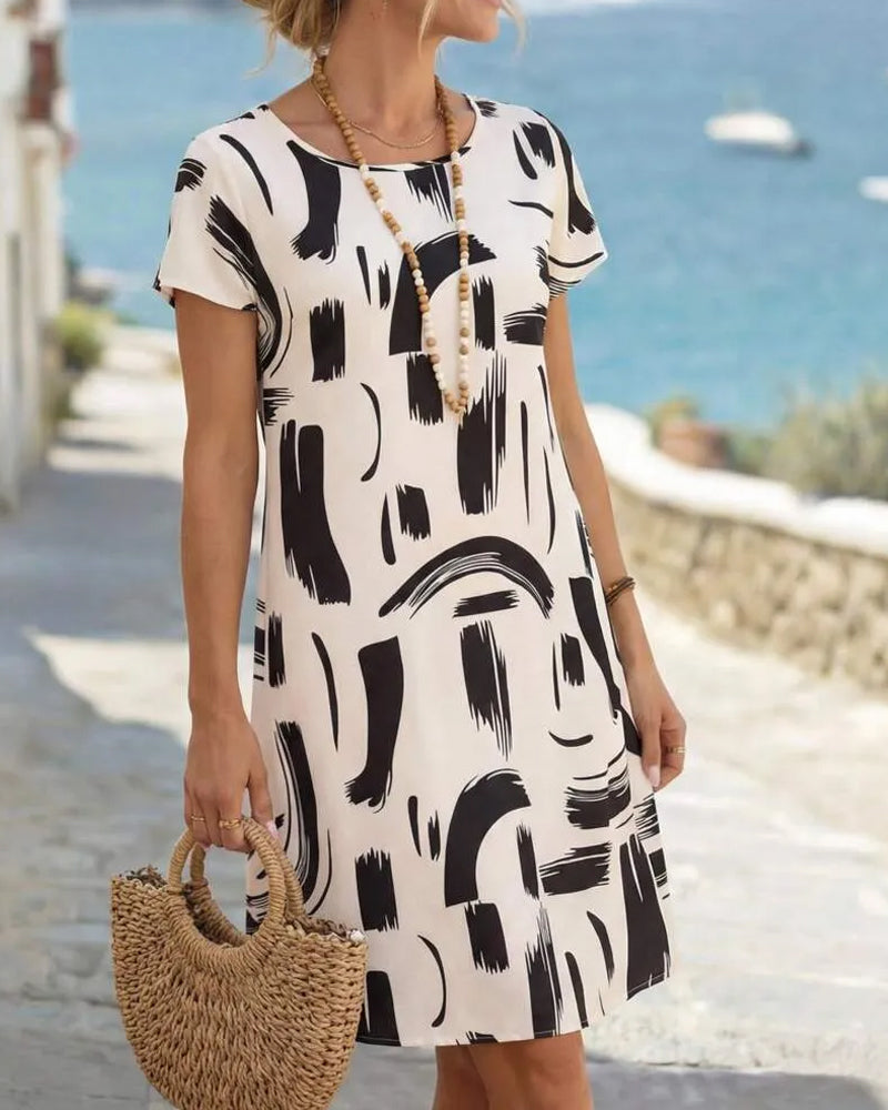 Straight Abstract Print Dress