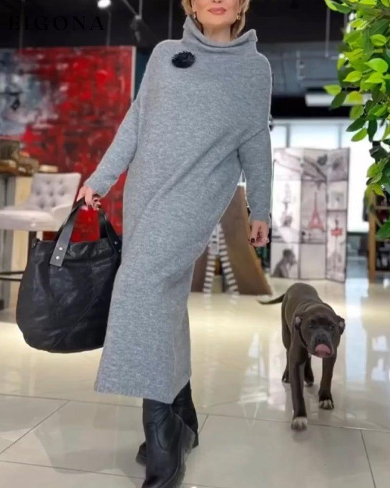 Turtleneck Long Sleeve Loose Dress Gray 2023 f/w 23BF casual dresses Clothes Dresses