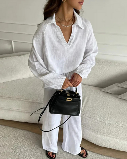Wide-Leg Pants Two-Piece Set