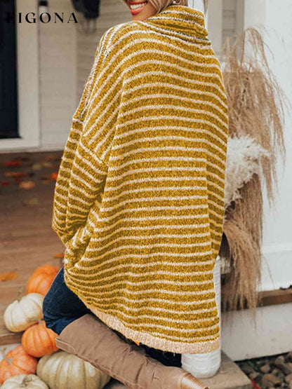 Striped Turtleneck Sweater with Pockets A@Y@M clothes Ship From Overseas Shipping Delay 09/29/2023 - 10/04/2023 sweater sweaters