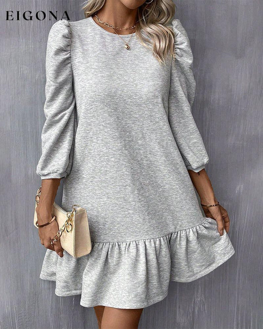 Solid Color Puff Sleeve Dress Gray 2023 f/w 23BF casual dresses Clothes Dresses spring