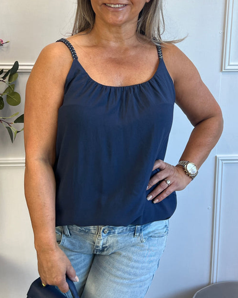 Braided Strap Drape Cami Top