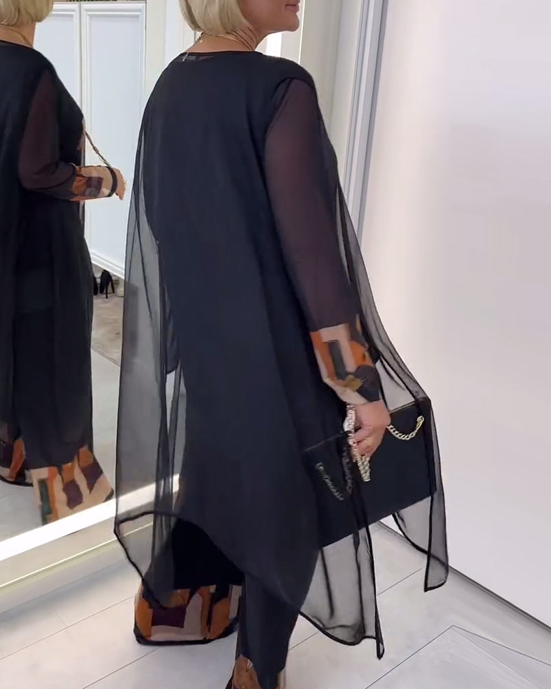 Abito a gamba larga stampato a maniche lunghe Temperamento