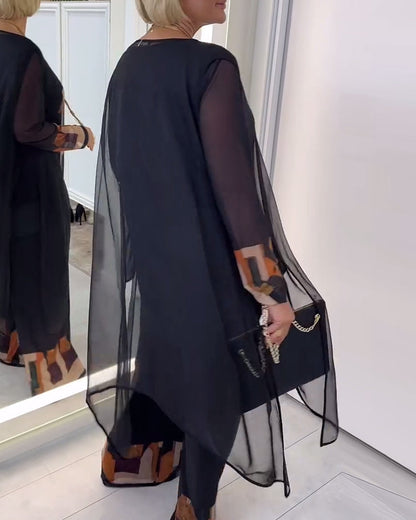 Abito a gamba larga stampato a maniche lunghe Temperamento