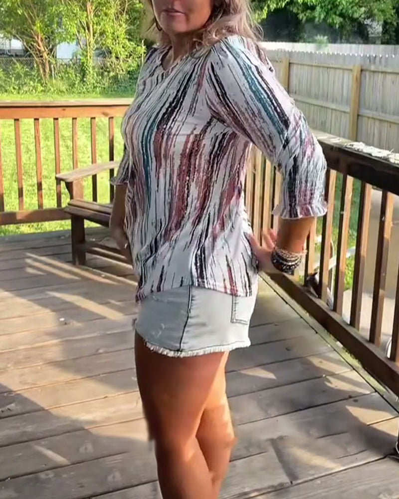 T-shirt casual stampata con scollo rotondo