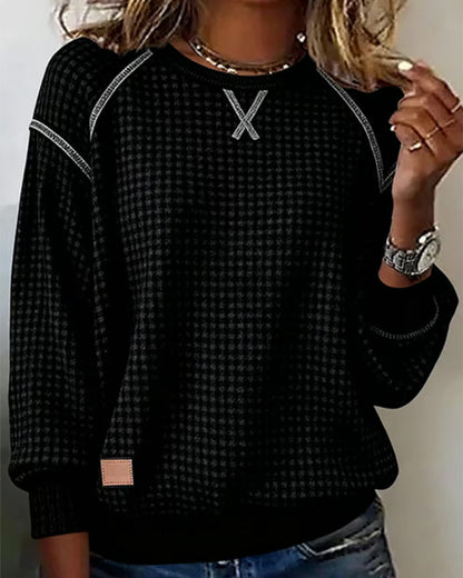 Crew Neck Contrasting Color Sweatshirt