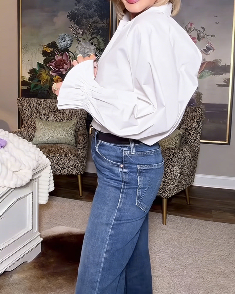 Lotus Sleeve Office Blouse