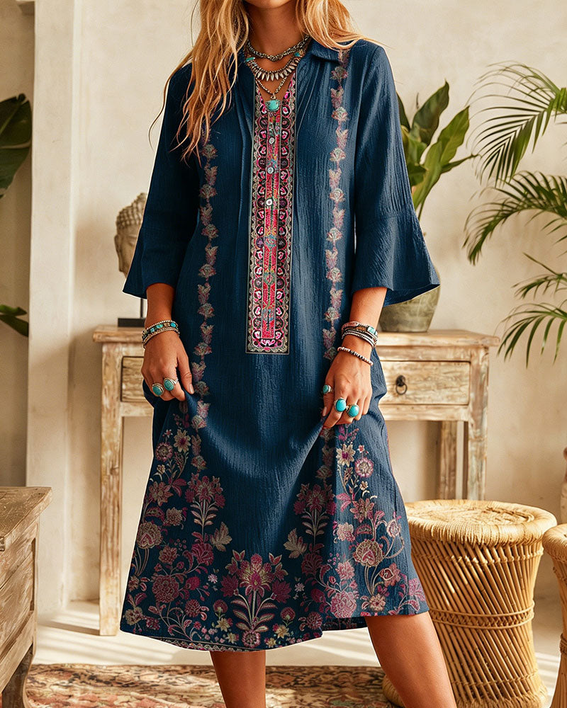 Flared Sleeve Loose Retro Dress