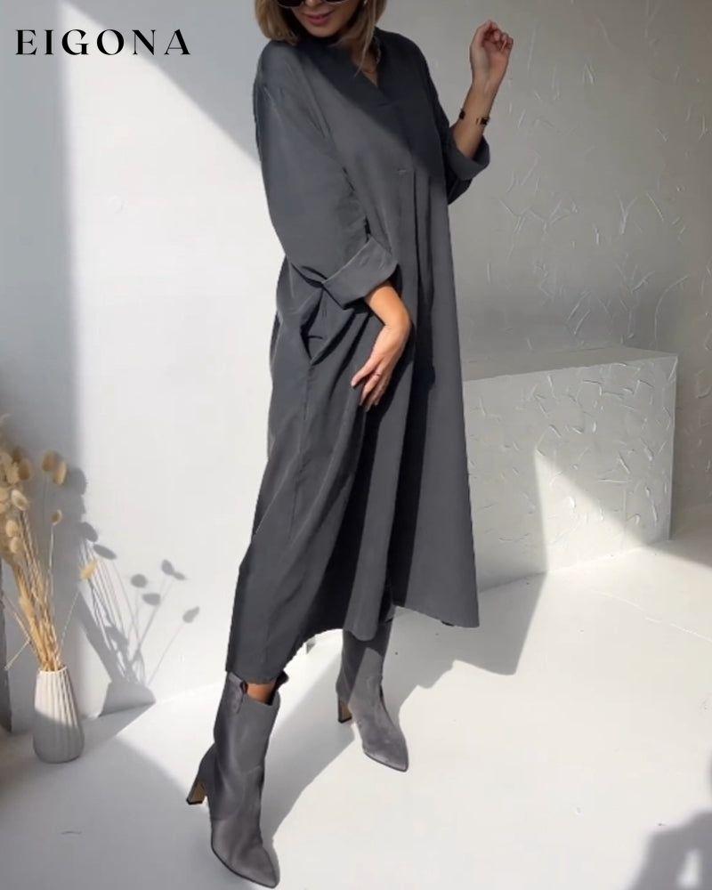 V-neck solid color pocket dress 2023 f/w 23BF casual dresses Clothes Dresses spring