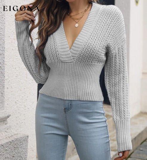 V-Neck Long Sleeve Cropped Sweater clothes M.Y.C Ship From Overseas