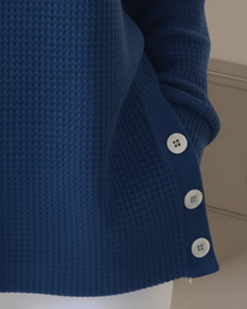 Polo Collar Waffle Sweatshirt