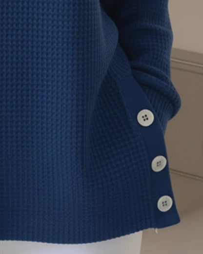 Polo Collar Waffle Sweatshirt