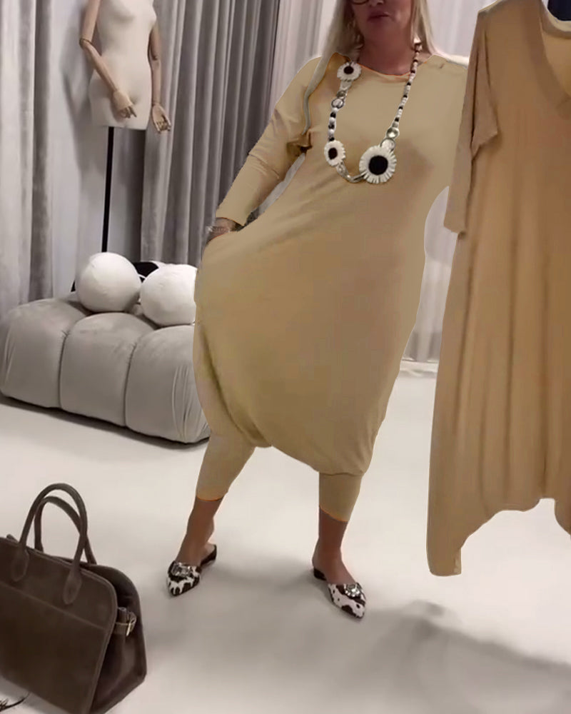 Einfarbiger, langärmliger Freizeit-Overall