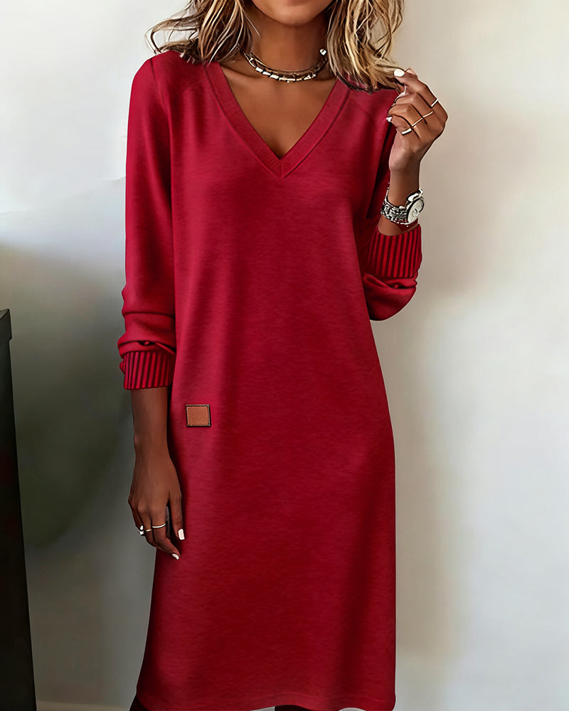 V-Neck Stylish Sweater Dress