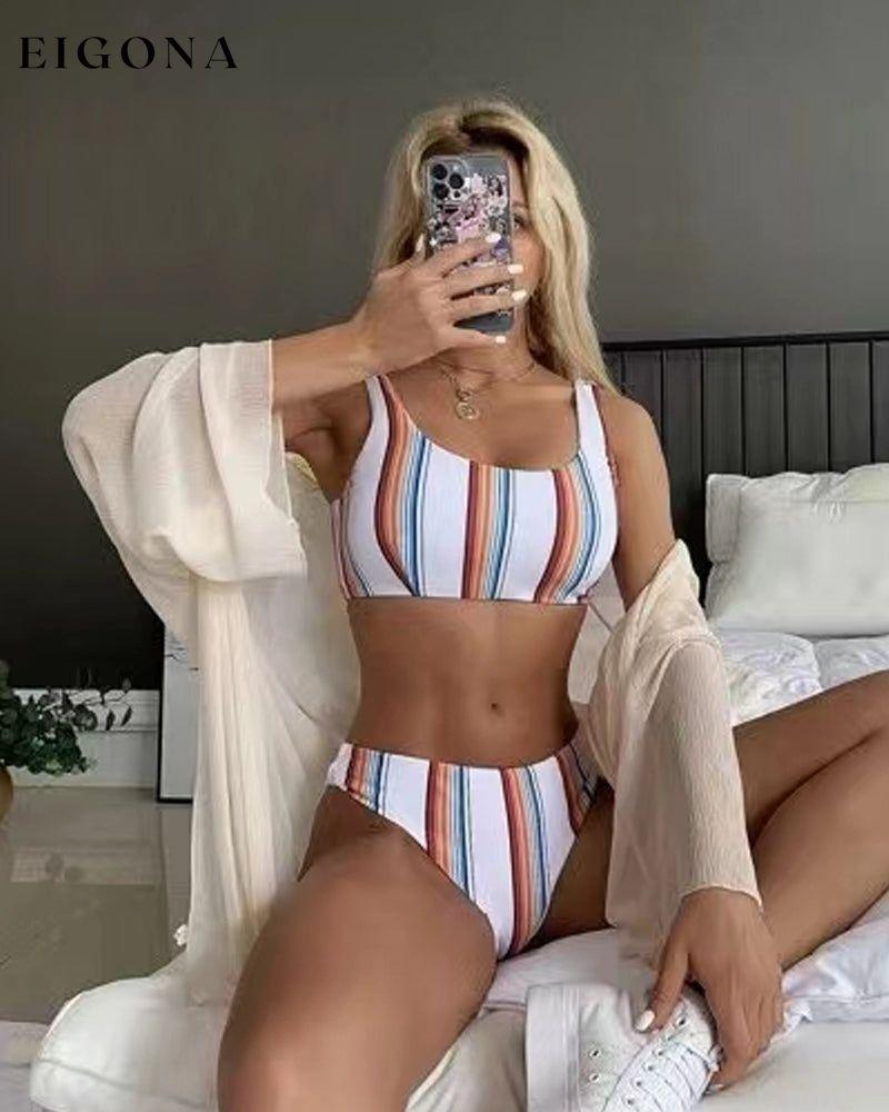 Striped print bikini two-piece set 23BF Bikinis Clothes Summer Swimwear