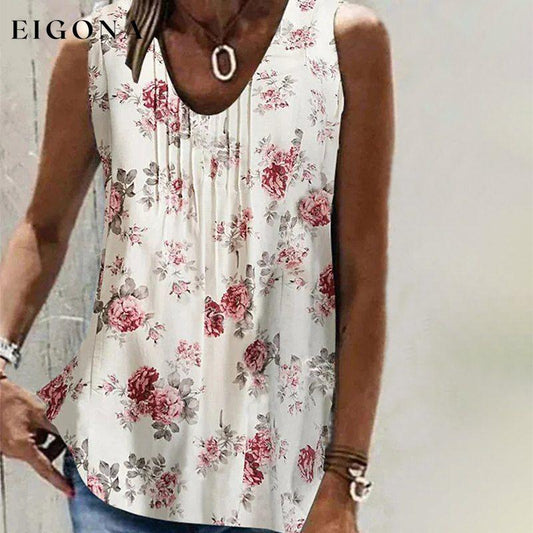 Floral Print Tank Top Pink best Best Sellings clothes Plus Size Sale tops Topseller