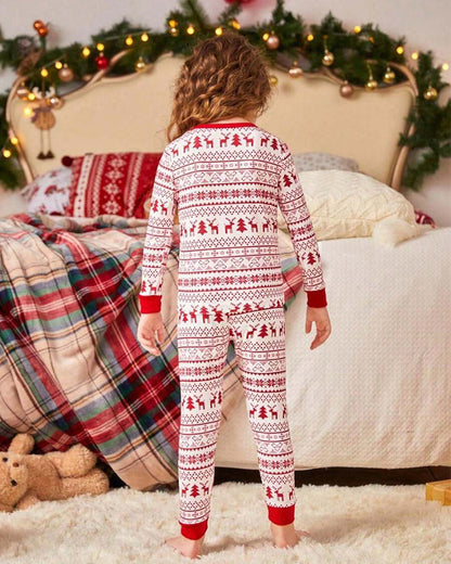 Reindeer Fairisle Allover Print Warm Long Sleeve Christmas Pajama Sets 2024 f/w Christmas matching family outfits two-piece sets