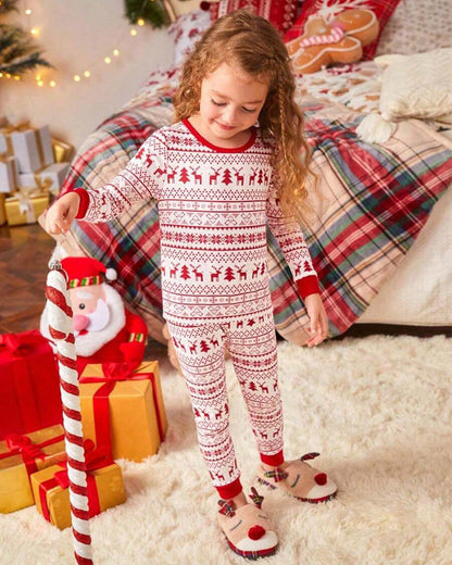 Reindeer Fairisle Allover Print Warm Long Sleeve Christmas Pajama Sets 2024 f/w Christmas matching family outfits two-piece sets