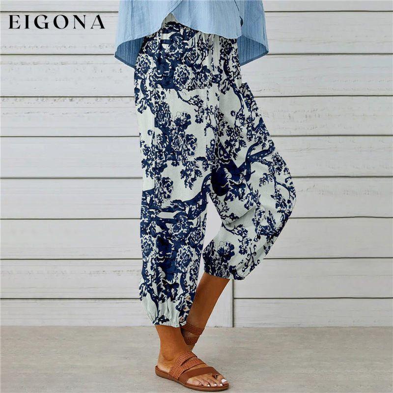 【Cotton And Linen】Vintage Printed Trousers best Best Sellings bottoms clothes Cotton And Linen pants Plus Size Sale Topseller