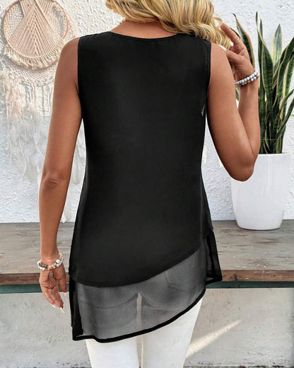 Ärmelloses, einfarbiges, unregelmäßiges Tanktop