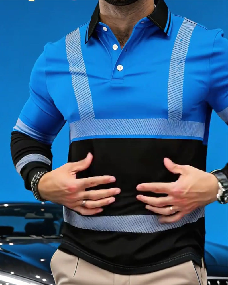 Color Block Striped Long Sleeve Shirt