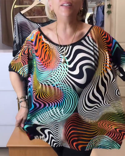 T-Shirt mit Rundhalsausschnitt und lockerem Print