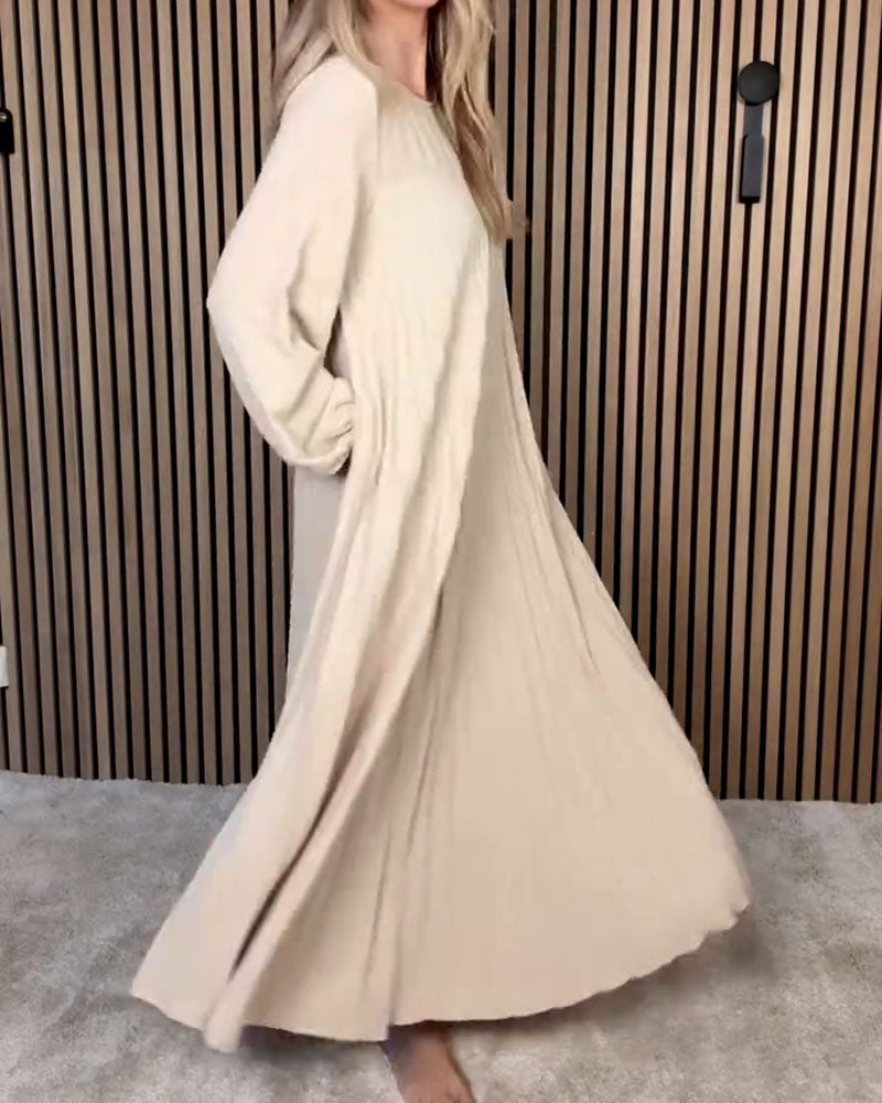 Elegant Puff Sleeve Pleated Dress