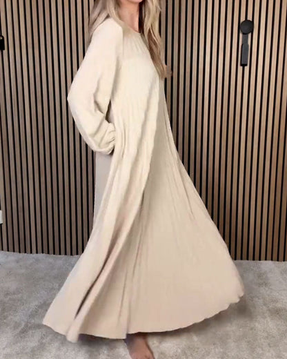 Elegant Puff Sleeve Pleated Dress