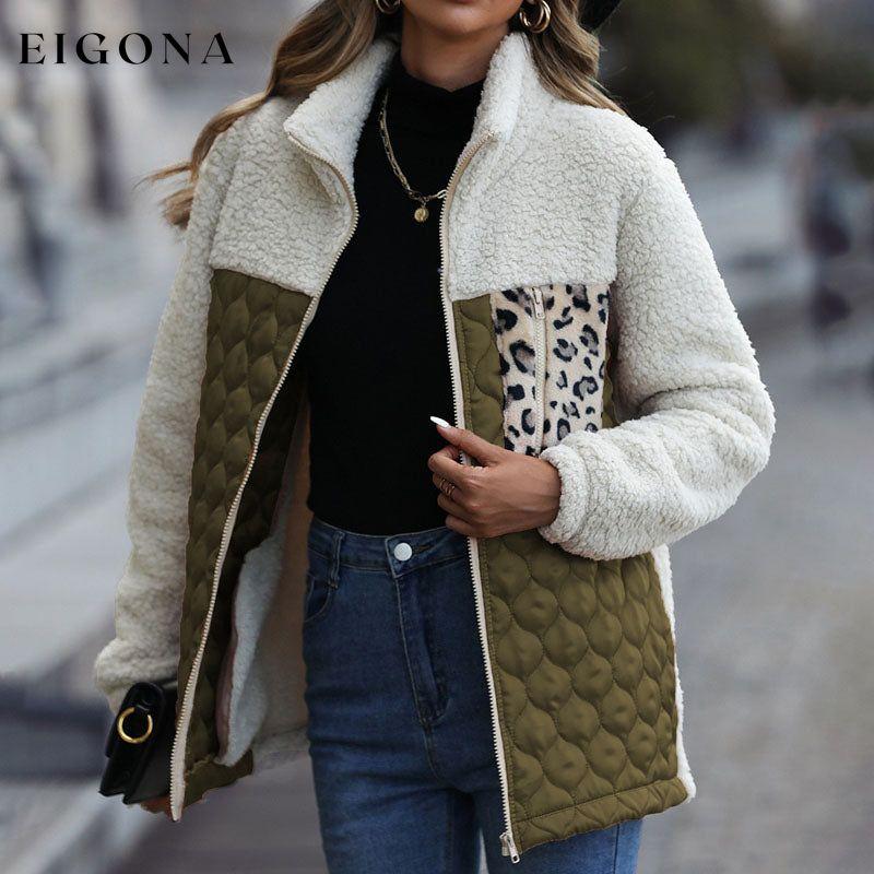 Patchwork Warm Plush Coat Army Green best Best Sellings cardigan cardigans clothes Sale tops Topseller