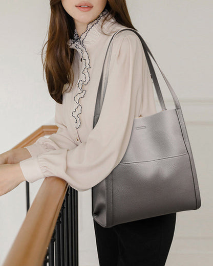 Solid color simple shoulder bag