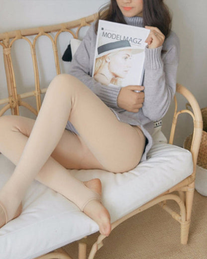 Flawless legs fake translucent warm plush lined elastic tights ACCESSORIES Leggings