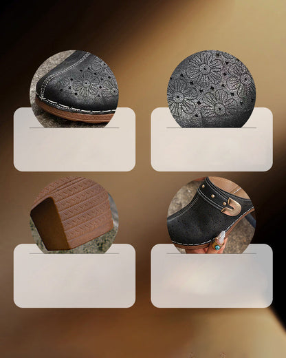 Slip-On-Sandalen mit bedeckter Zehenpartie und klobigem Absatz 