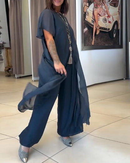 Temperament Bloomers Chiffon Set