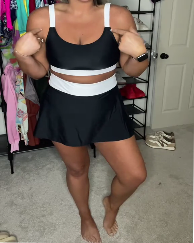 Zweiteiliger Bikini mit modischem Design in Kontrastfarbe