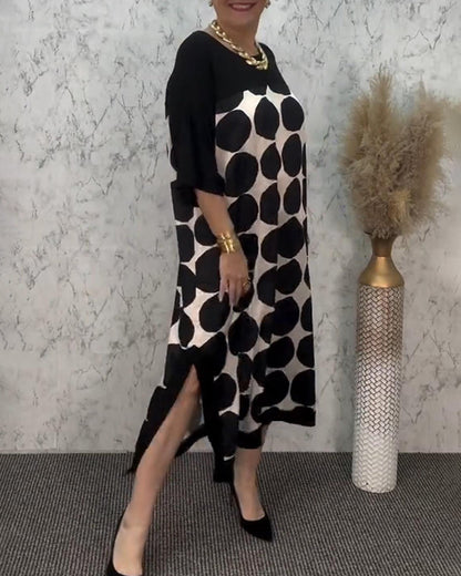 Lockeres, gerades Kleid mit Polka Dots