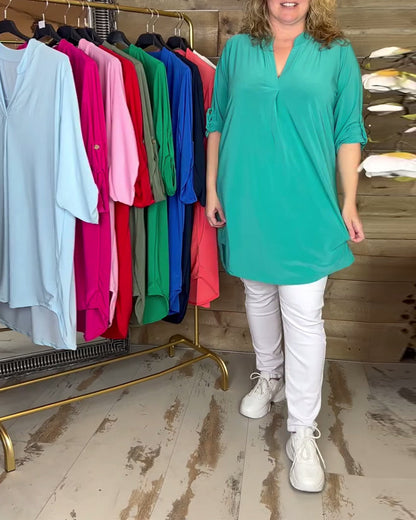 V-neck solid color loose blouse blouses & shirts spring summer