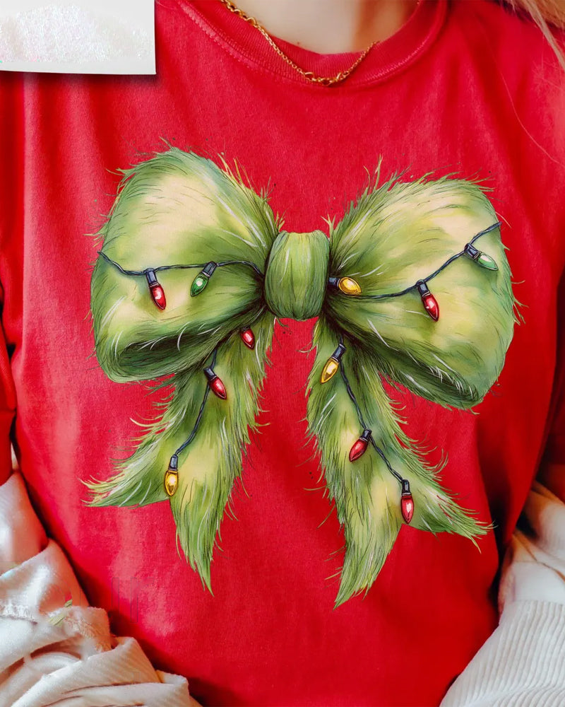 Big bow print T-shirt 2024 f/w christmas grinch spring summer t-shirts