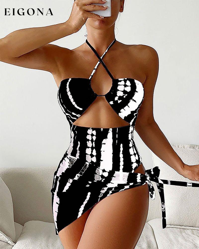 Halter neck one piece bikini two piece set Black 23BF Bikinis Clothes Spring Summer Swimwear Two-Piece Sets