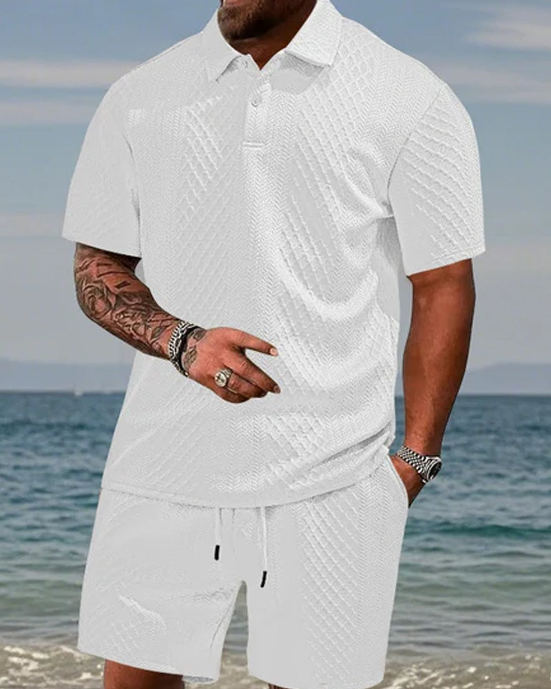 Men's Collared Short-Sleeve 2-Piece Set