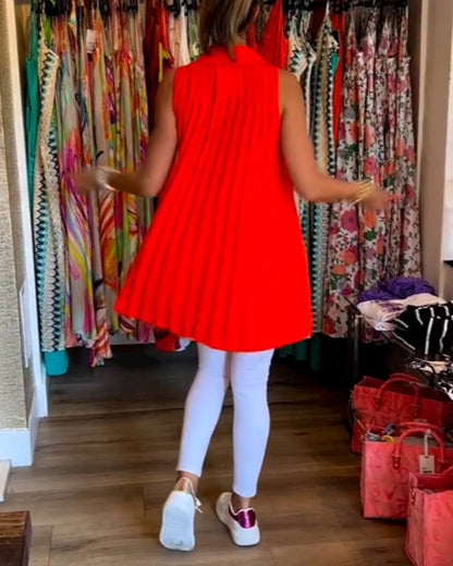 Top froncé sans manches à revers