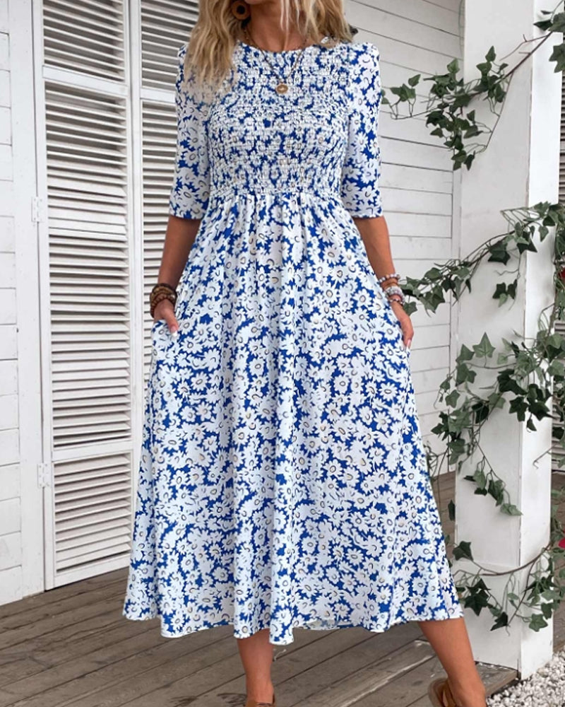 Fresh floral slim fit dress casual dresses summer