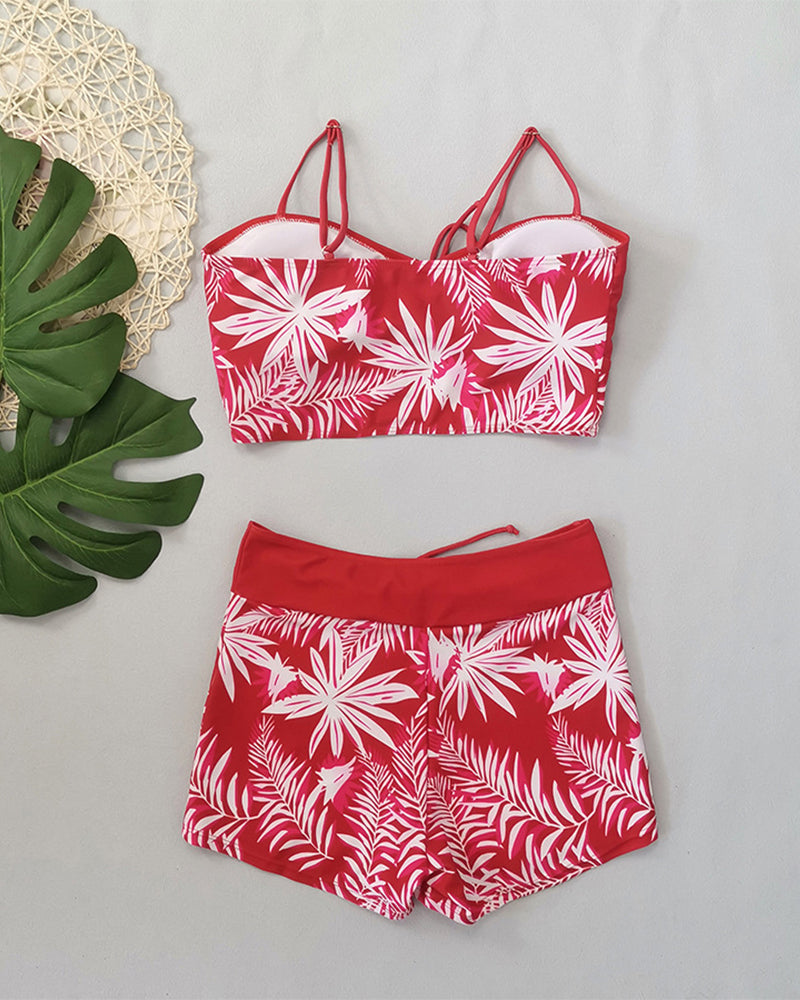 High-Waisted Boyleg Printed Bikini